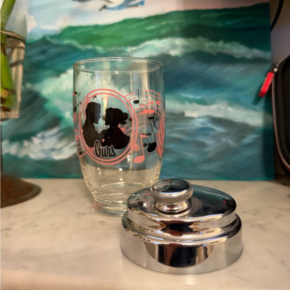 Vintage Mini Glass Cocktail Shaker with Musical Design